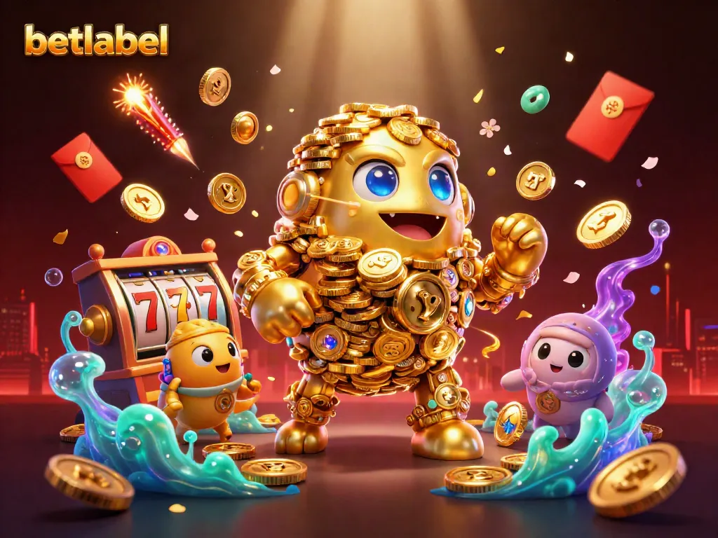 Engage with betlabel's exciting slot games, featuring a golden golem and lively game elements.
